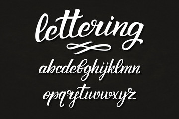 Vector realistic isolated lettering alphabet for decoration and covering on the chalk background. Concept of typography and calligraphy.