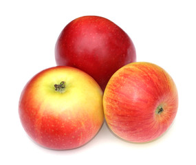 Fototapeta na wymiar three red yellow red-yellow Apple isolate the white background.