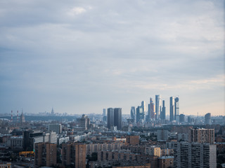 Aerial evening view of Moscow city