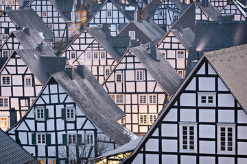 Half-timbered houses in detail in Germany