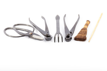 Set of tools for cultivating bonsai isolated