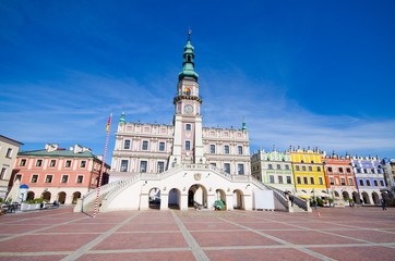 Town square of Zamosc - Poland - obrazy, fototapety, plakaty