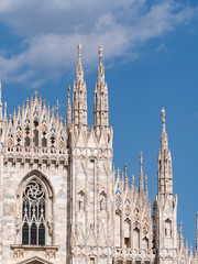 Naklejka premium Milan, Italy - June 2018 : Famous Milan Cathedral (Duomo di Milano), view of the architecture detail