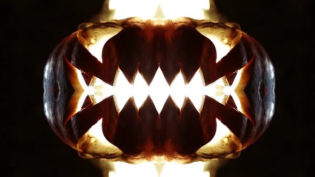 Burning pumpkin on Halloween. Looped