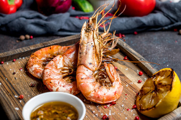 Tiger prawns on the grill