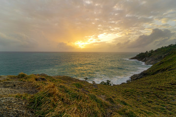 Seascape sunset cloud sky heather