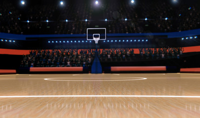 basketball arena with spectators panorama view 3d render © 27mistral
