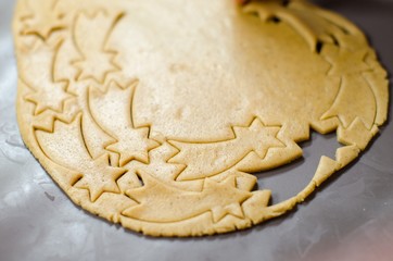 Making Christmas cookies. Star shape