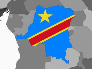 Fototapeta premium Democratic Republic of Congo with flag on globe
