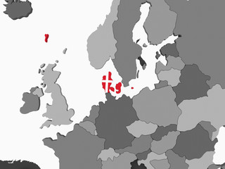 Denmark with flag on globe