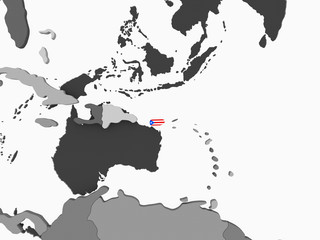 Puerto Rico with flag on globe