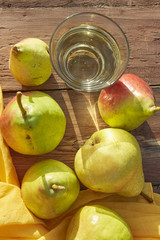 Pears and cider in a glass