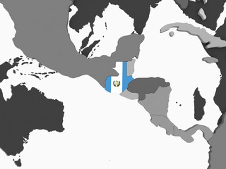 Guatemala with flag on globe