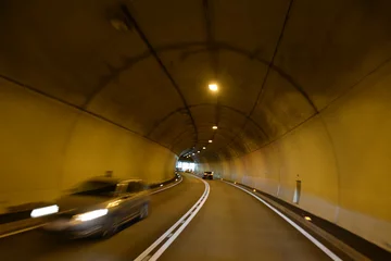Tableaux ronds sur plexiglas Tunnel Tunnel routier / Tunnel de Landecker au Tyrol