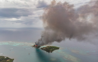 Disaster Fire On Small Caribbean Resort Island