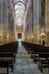 The interior of the cathedral in Batalya - Portugal. Monumental building with a monastery to it.