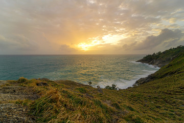 Seascape sunset cloud sky heather