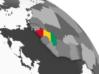 Guinea with flag on globe