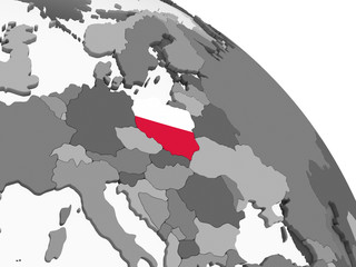 Obraz premium Poland with flag on globe