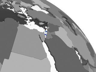 Israel with flag on globe