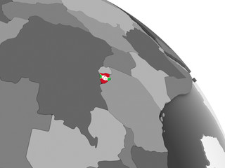 Burundi with flag on globe