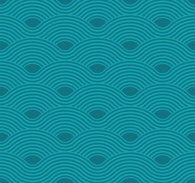 Abstract wave pattern. Aquamarine ripple background. Flat geometric design.