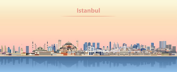 Istanbul skyline at sunrise vector illustration