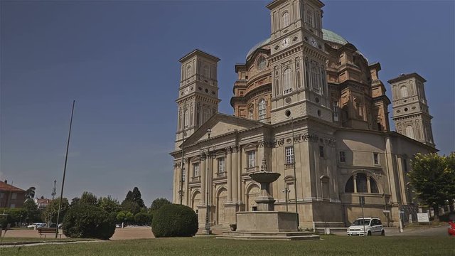 Vicoforte Sanctuary - Time lapse, side facade, Cuneo province, Piemonte, Italy