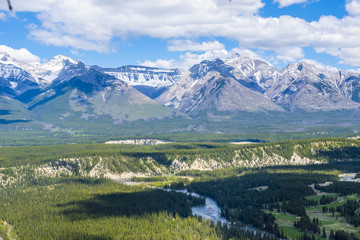 Banff is a resort town in the province of Alberta, located within Banff National Park. The peaks of Mt. Rundle and Mt. Cascade, part of the Rocky Mountains, dominate its skyline. 