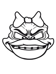 gesicht kopf mädchen nerd geek hübsch schön hässlich girl frau weiblich gnom klein dämon teufel hölle monster böse comic cartoon clipart horror halloween