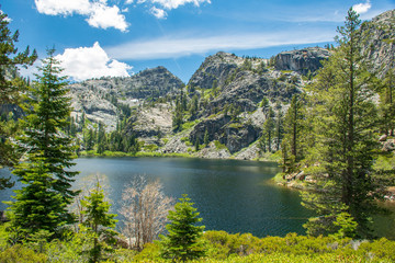 Eagle Lake glistening in afternoon sun - Eagle Lake is a backcountry lake in the Sierra Nevada...