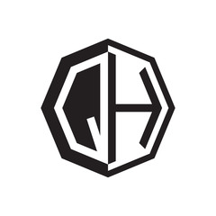 two letter QH octagon negative space logo