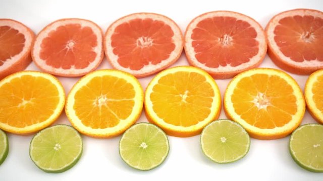 oranges ,grapefruit, and other fruits sliced 