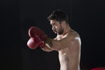 Fototapeta na wymiar The man who makes boxing workout 