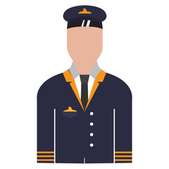 Isolated male pilot avatar