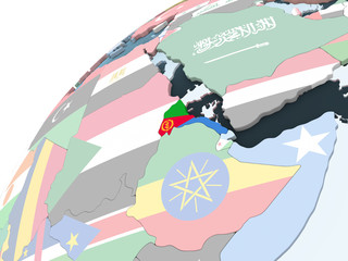 Eritrea with flag on globe
