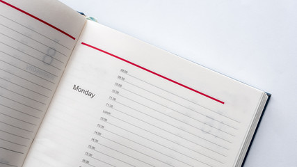 Schedule book daily planner on white background