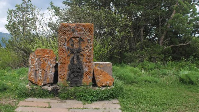Beautifull Ancient Khachkars, Stone Crosses in Sevan, Armenia 2