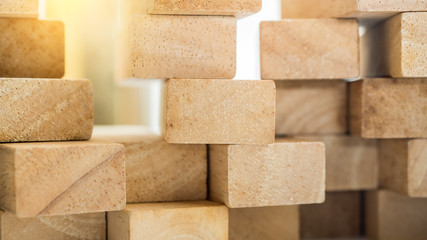 Wooden Building Blocks on close up