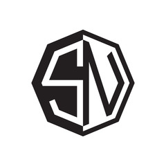 two letter SN octagon negative space logo