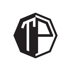 two letter TP, T, P,  octagon negative space logo
