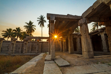 Achyuta Raya Temple Hampi. Hampi, capital of the Vijayanagara empire, sits on the banks of the Tungabhadra River.