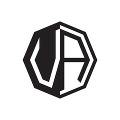 two letter VA octagon negative space logo
