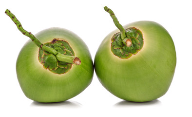 Green coconut fruit isolated on white background
