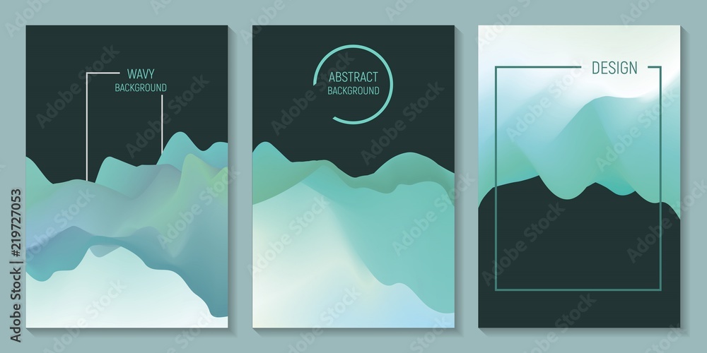 Poster modern abstract covers set. 3d wavy abstract background. dynamic effect. futuristic technology style