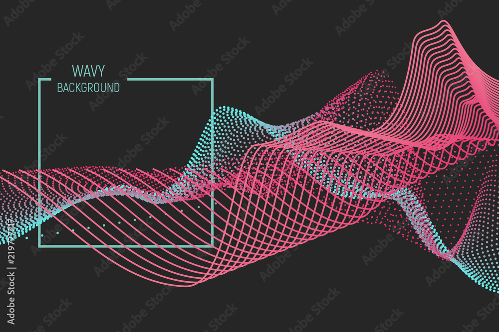 Aufkleber 3d abstract digital wave of particles and wireframe. futuristic vector illustration. technology conc