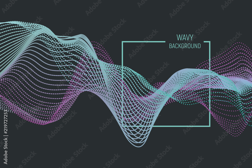 Poster 3d abstract digital wave of particles and wireframe. futuristic vector illustration. technology conc
