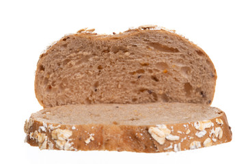 Whole grain bread Cut over white background