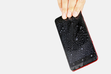 水浸しのスマートホン