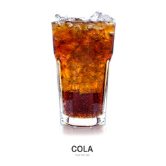 Cola with ice isolate on white background.